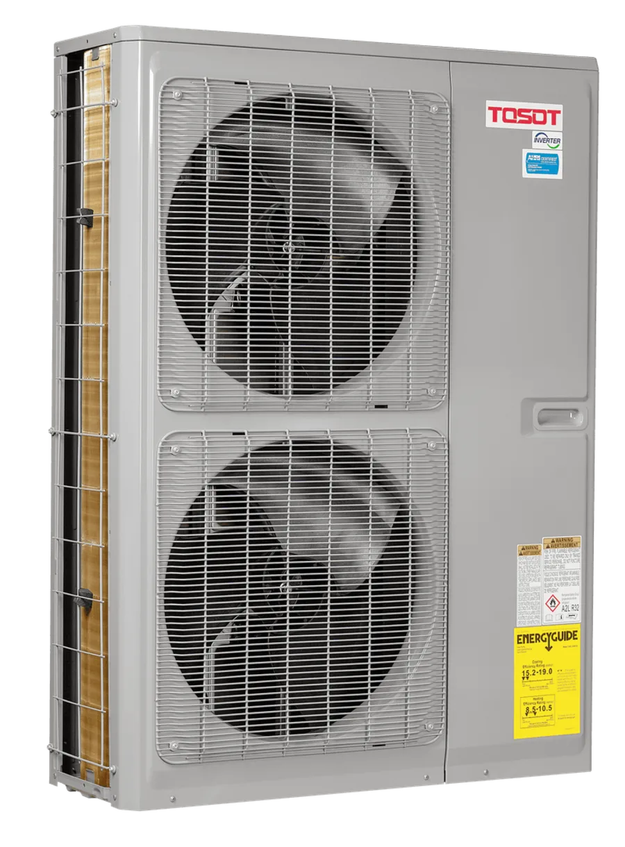 TOSOT Comfort UNIX central ducted outdoor condenser and matching indoor air handler, shown on the manufacturer's official product page